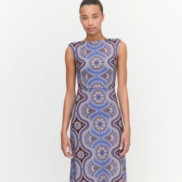 Hill House Home_The Sloane Dress _Brown Cobalt Medallion_Size L_NEVER WORN - Picture 3 of 3